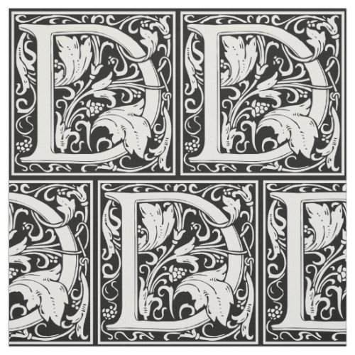 Letter D Medieval Monogram Art Nouveau Fabric