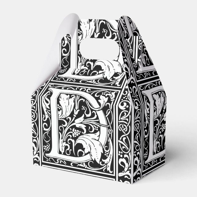 Letter D Medieval Monogram Art Nouveau Favor Boxes (Front Side)