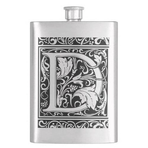 Letter D Medieval Monogram Art Nouveau Flask