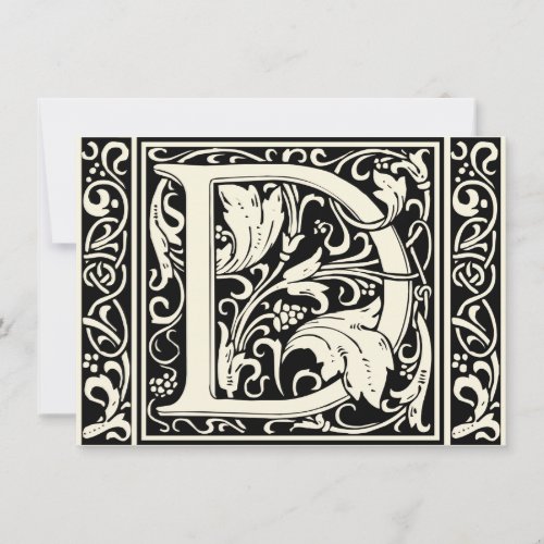 Letter D Medieval Monogram Art Nouveau Invitation