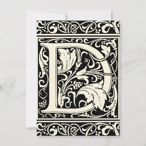 Letter D Medieval Monogram Art Nouveau Invitation