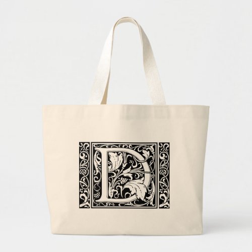 Letter D Medieval Monogram Art Nouveau Large Tote Bag