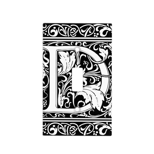 Letter D Medieval Monogram Art Nouveau Light Switch Cover (Front)