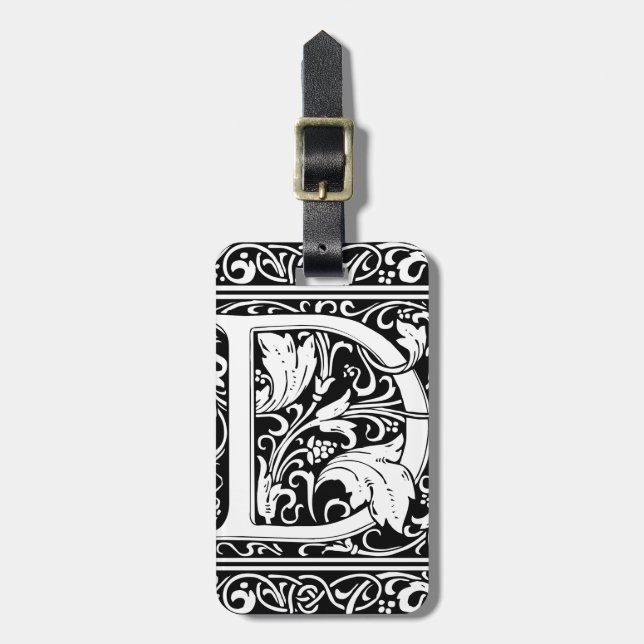 Letter D Medieval Monogram Art Nouveau Luggage Tag (Front Vertical)