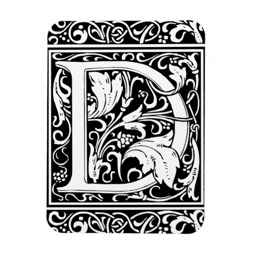 Letter D Medieval Monogram Art Nouveau Magnet