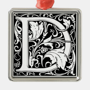 Letter D Medieval Monogram Art Nouveau Metal Ornament