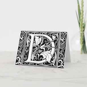 Letter D Medieval Monogram Art Nouveau Note Card