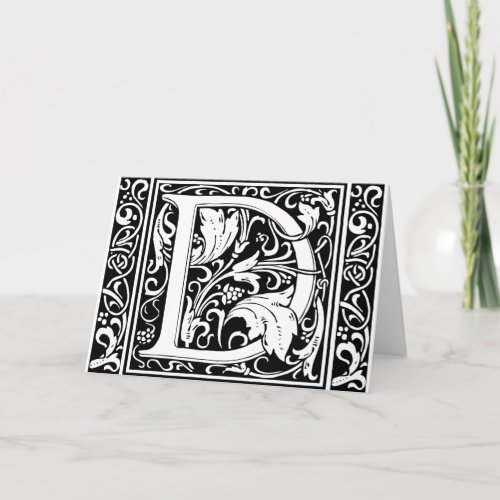 Letter D Medieval Monogram Art Nouveau Note Card