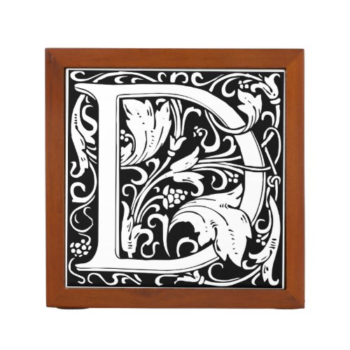 Letter D Medieval Monogram Art Nouveau PencilPen Holder