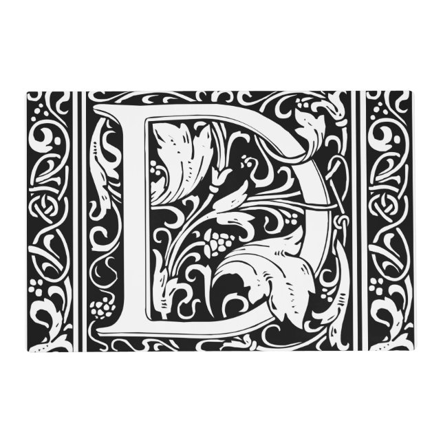 Letter D Medieval Monogram Art Nouveau Placemat (Front)