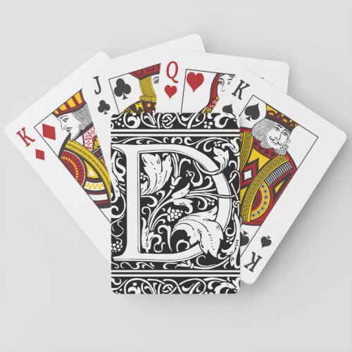 Letter D Medieval Monogram Art Nouveau Poker Cards