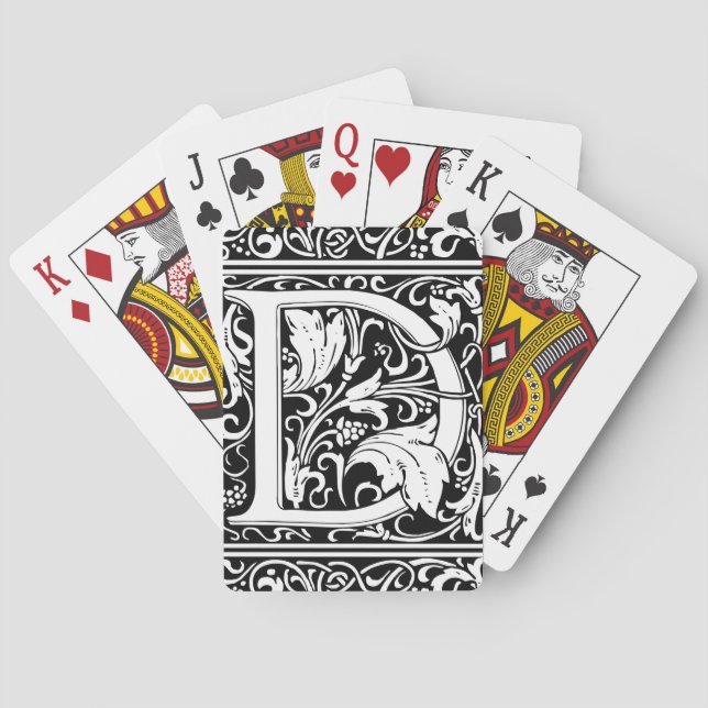 Letter D Medieval Monogram Art Nouveau Poker Cards (Back)