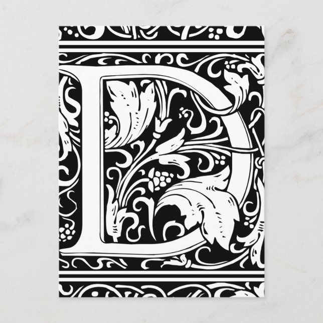 Letter D Medieval Monogram Art Nouveau Postcard (Front)