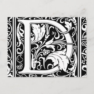 Letter D Medieval Monogram Art Nouveau Postcard