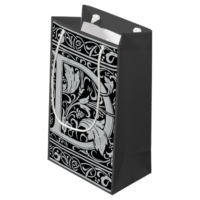 Letter D Medieval Monogram Art Nouveau Small Gift Bag (Back Angled)
