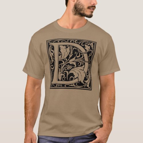 Letter D Medieval Monogram Art Nouveau T_Shirt