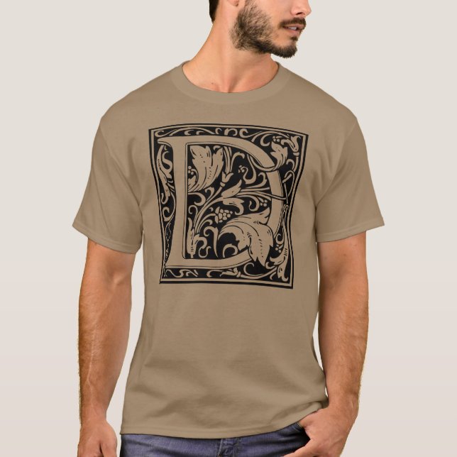 Letter D Medieval Monogram Art Nouveau T-Shirt (Front)