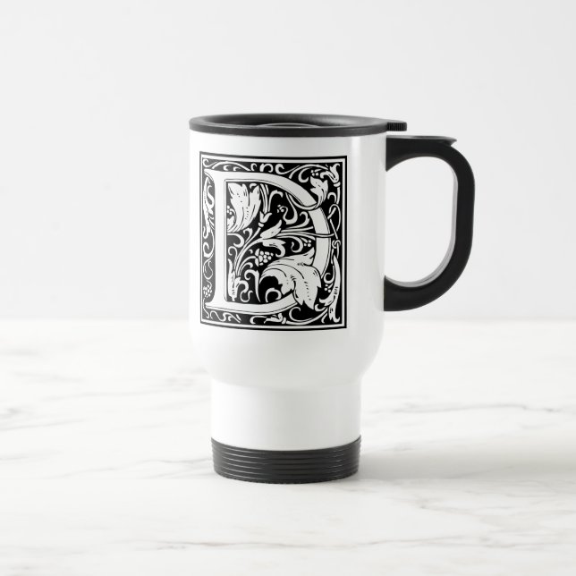 Letter D Medieval Monogram Art Nouveau Travel Mug (Right)
