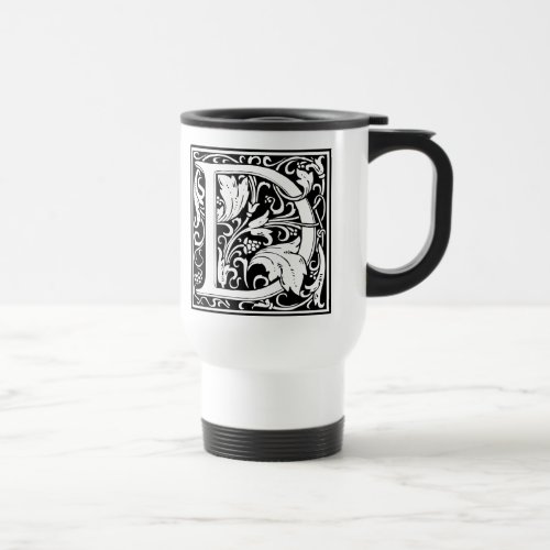 Letter D Medieval Monogram Art Nouveau Travel Mug