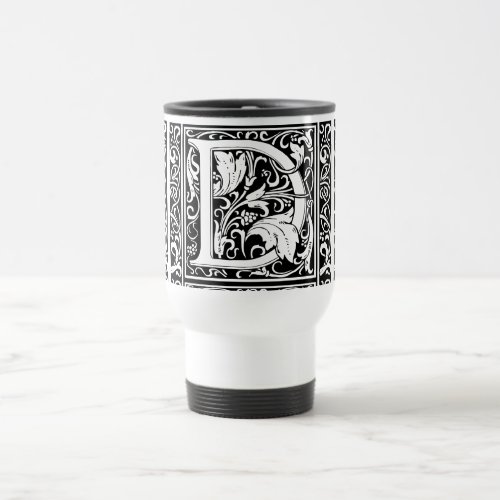 Letter D Medieval Monogram Art Nouveau Travel Mug