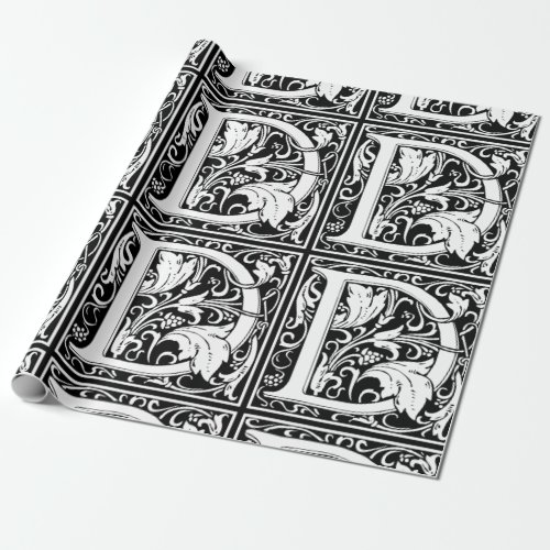 Letter D Medieval Monogram Art Nouveau Wrapping Paper