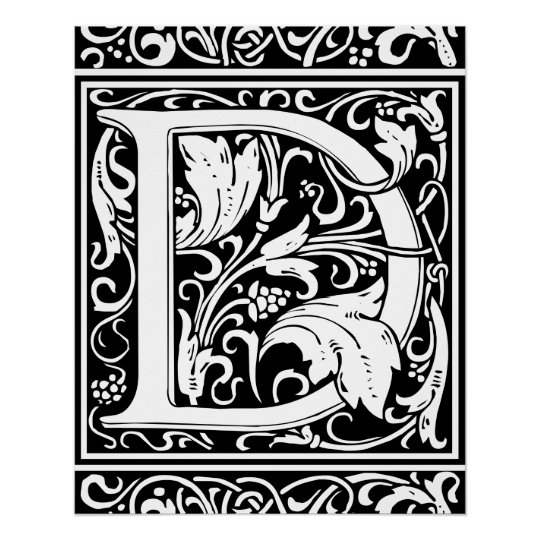 Letter D Medieval Monogram Vintage Initial Poster | Zazzle.com