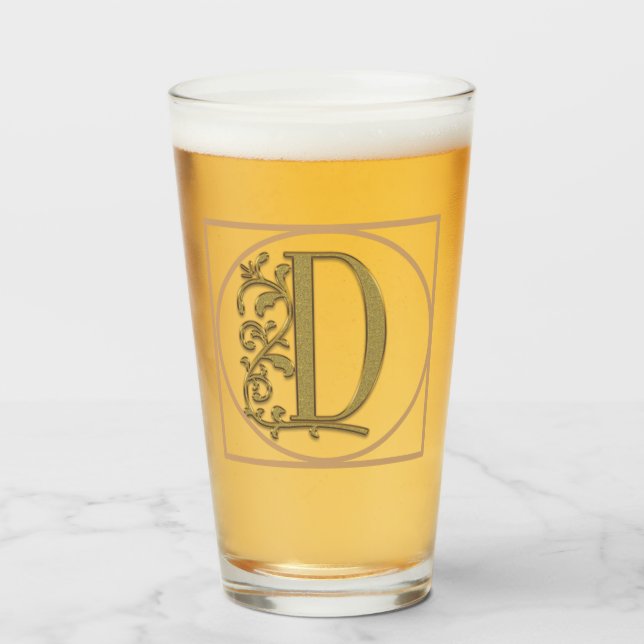 LETTER D MONOGRAM Beautiful Wedding New Home Gift Glass (Front Filled)