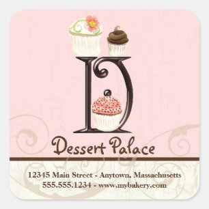Letter D Monogram Cupcake Logo Business Stickers