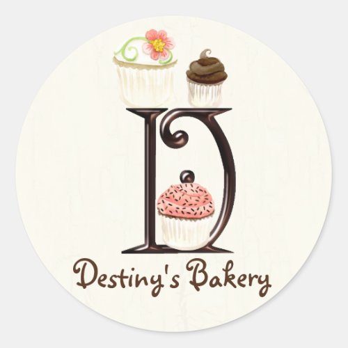 Letter D Monogram Cupcake Logo Business Stickers