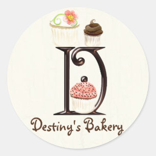 Letter D Monogram Cupcake Logo Business Stickers