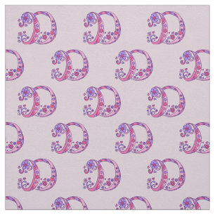 Letter D monogram decorative text custom fabric