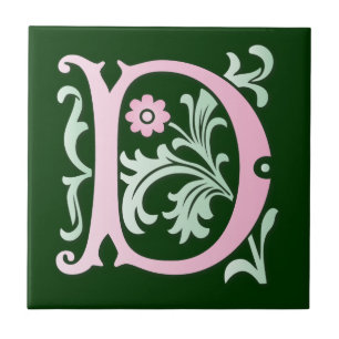 Letter D Monogram Fleur de lis Tile
