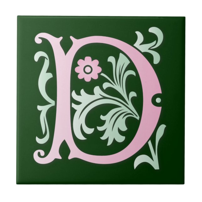 Letter D Monogram Fleur de lis Tile (Front)