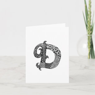 Letter D Monogram in Black and White Note Card