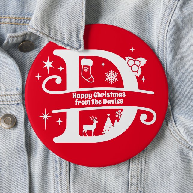 Letter D Monogram Initial Family Name Greeting   Button (In Situ)