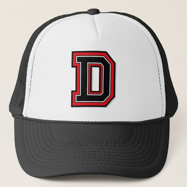 Letter "D" Monogrammed Trucker Hat (Front)