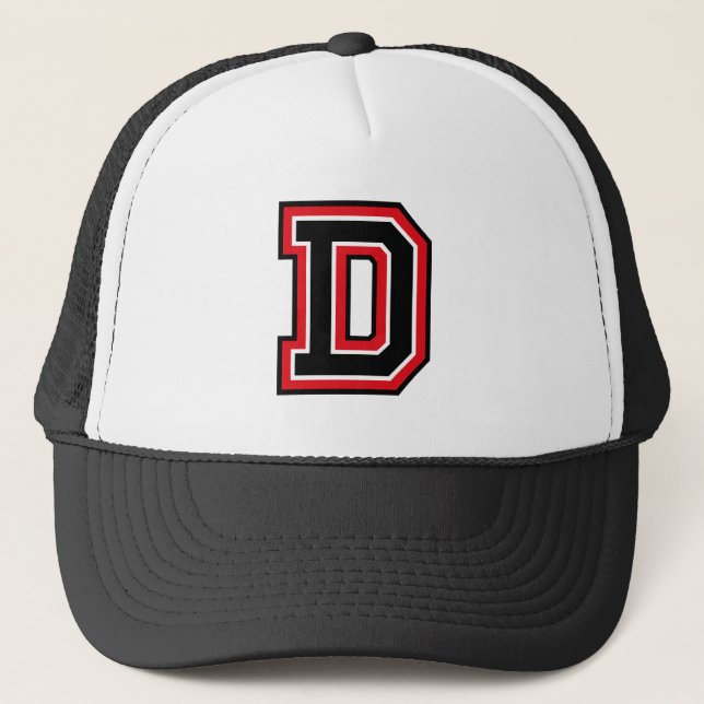Letter "D" Monogrammed Trucker Hat (Front)