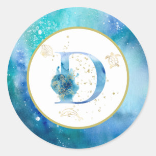 *~* LETTER D - Nautical Beach Envelope Sticker