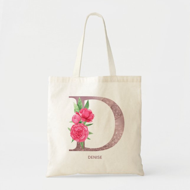 Letter D Personalized name monogram bridesmaid    Tote Bag (Front)