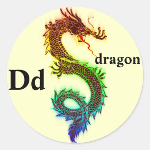 Letter D rainbow dragon Stickers
