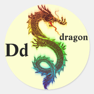 Letter D rainbow dragon Stickers