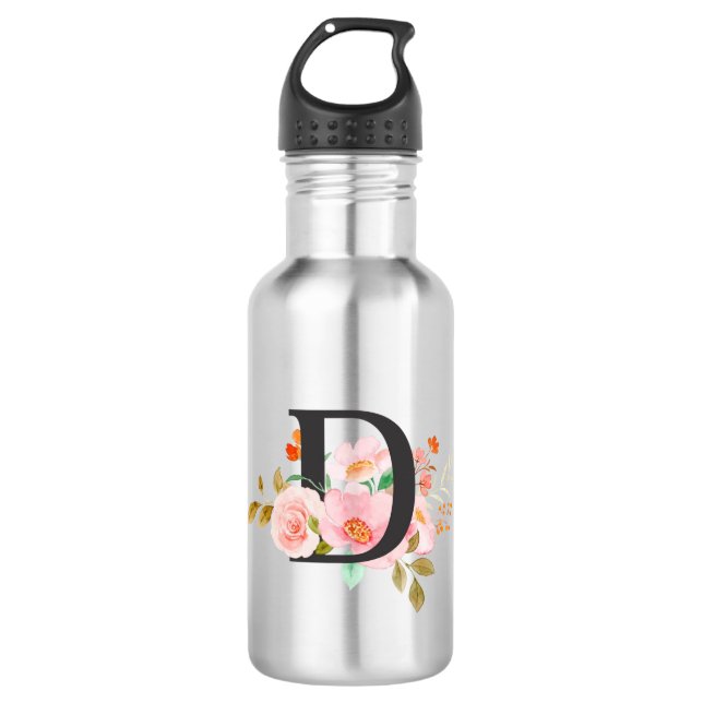 Letter D Stainless Steel Water Bottle (Front)