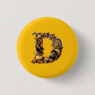 Letter D Thanksgiving style gift  Button