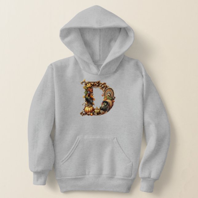 Letter D Thanksgiving style gift  Hoodie (Laydown)