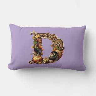 Letter D Thanksgiving style gift  Lumbar Pillow