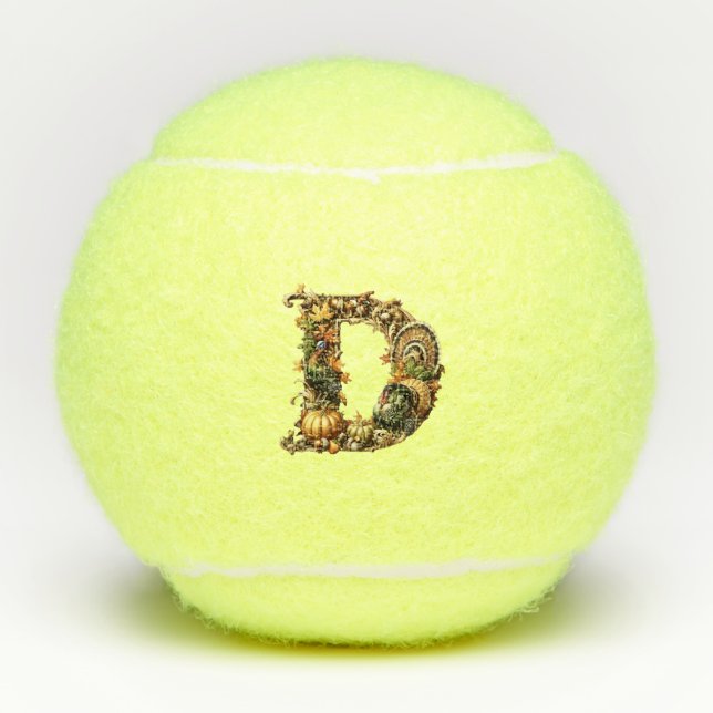 Letter D Thanksgiving style gift  Tennis Balls (Front)