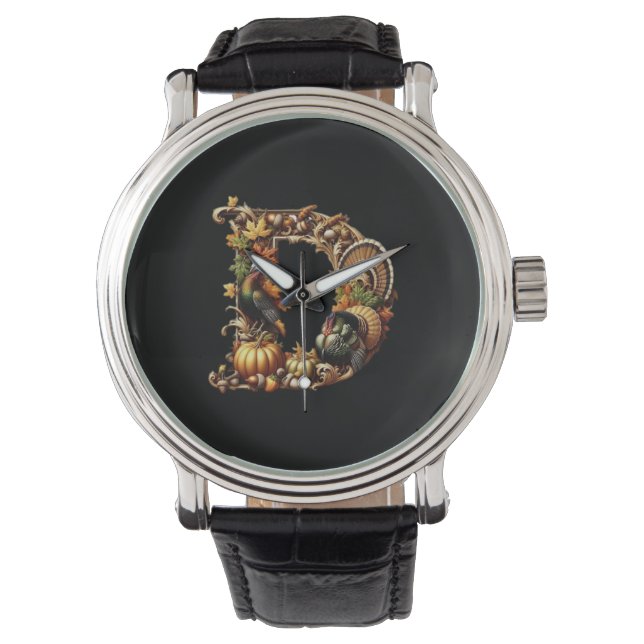 Letter D Thanksgiving style gift  Watch (Front)