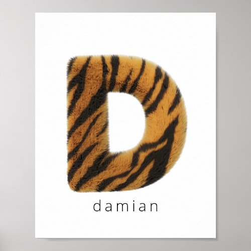 Letter D tiger fur Poster