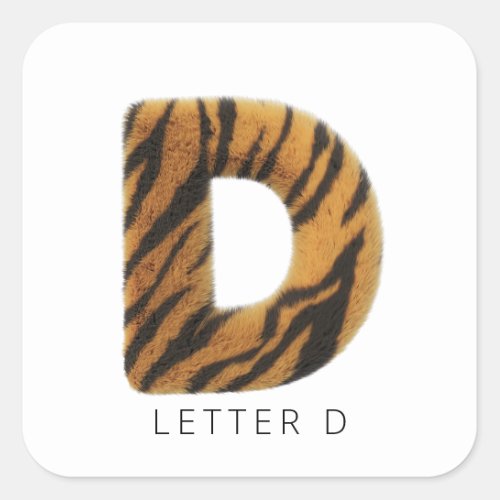 Letter D tiger fur Square Sticker