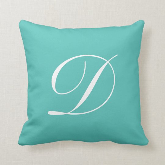 Letter D Turquoise Monogram Pillow
